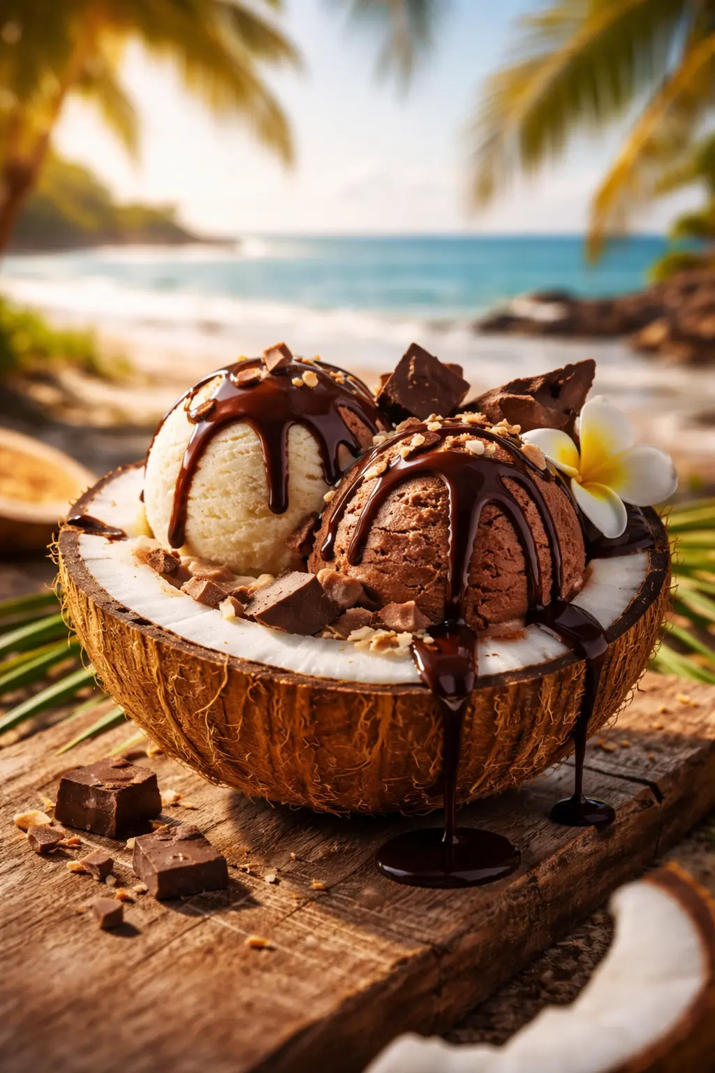 Luxury ice cream served on a warm summer day, rich texture and refreshing indulgent experience